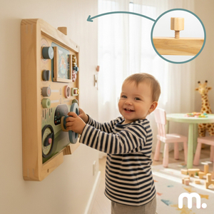 Tablero Montessori de madera 2 en 1 para el pequeño conductor y piloto: volante, palanca de cambios, mapas de viaje, radar