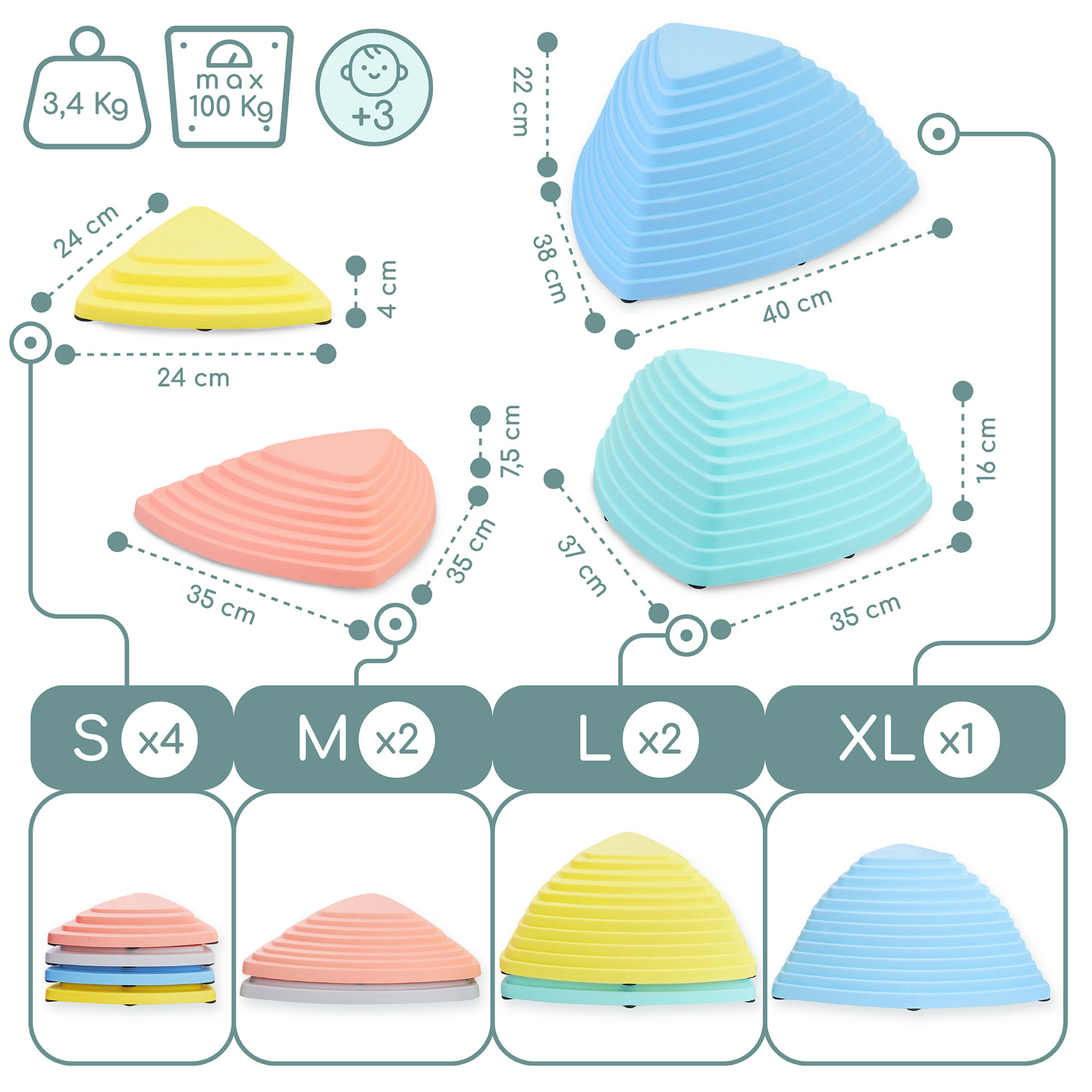 Piedras de equilibrio de colores - 9 piezas