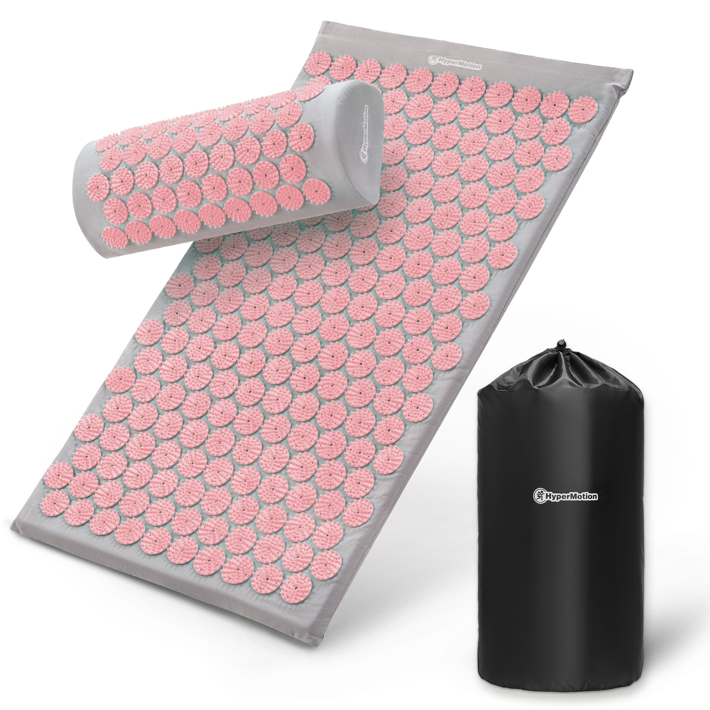 Esterilla de acupresión con almohada y funda - 72 cm HyperMotion gris y rosa