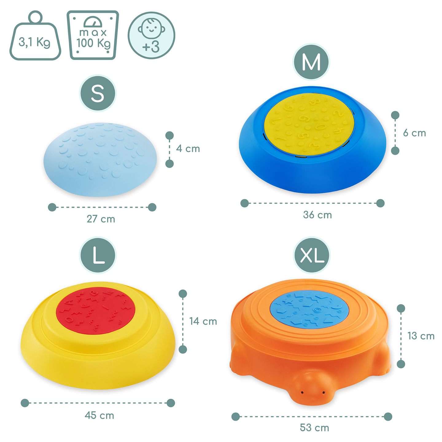 Sendero sensorial para niños - Tortuga de colores