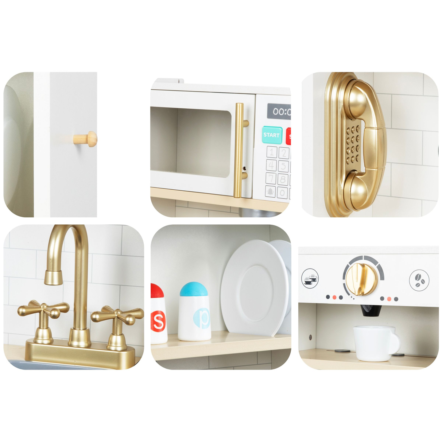 Cocina interactiva de madera XXL con accesorios e iluminación LED - dos niveles