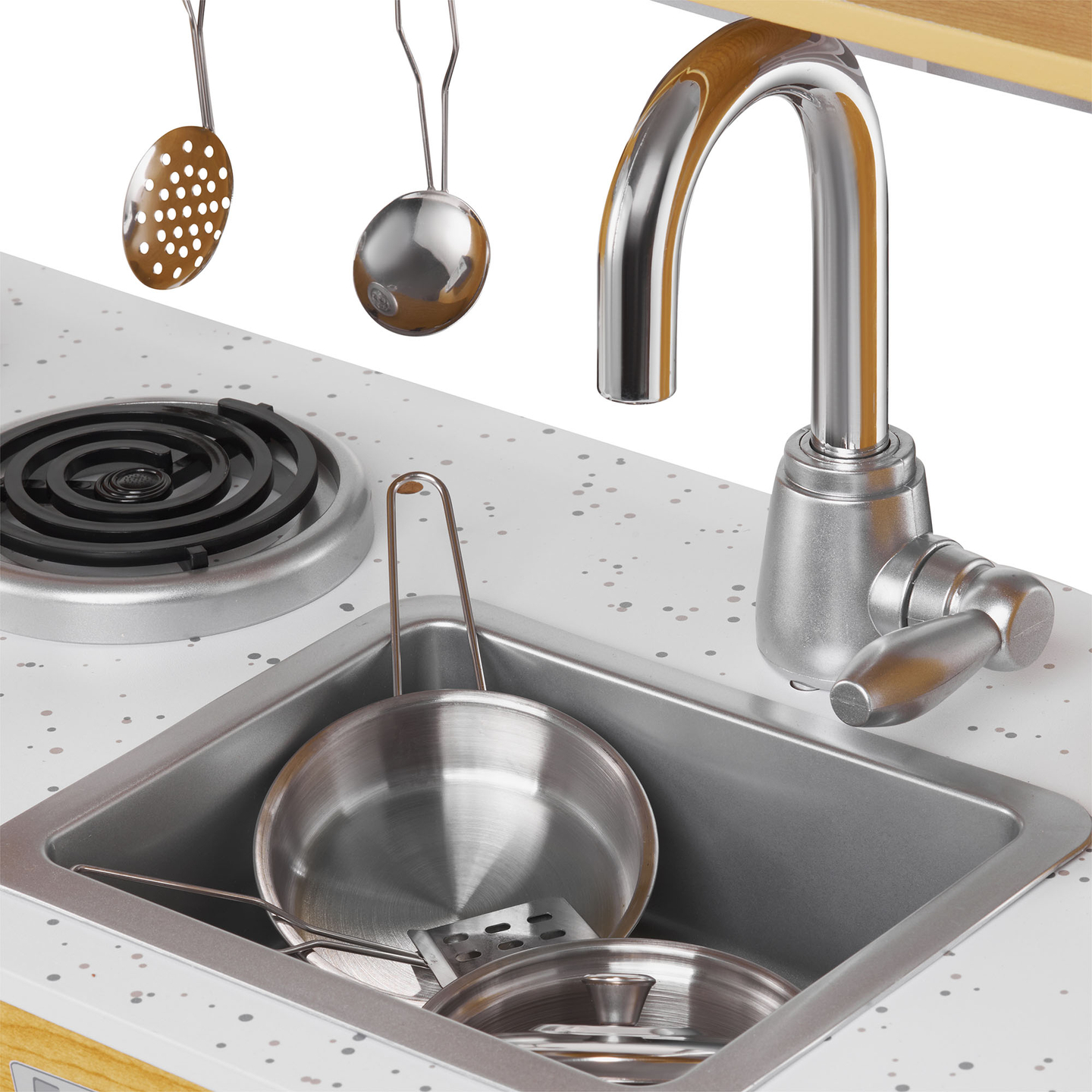 Cocina XXL de madera con iluminación LED, delantal y accesorios.