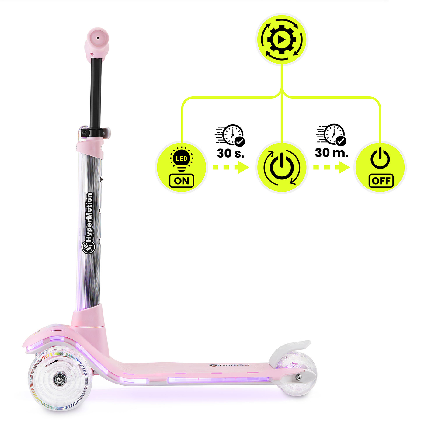 Patinete eléctrico HyperMotion BECKY - Iluminación LED RGB, rosa