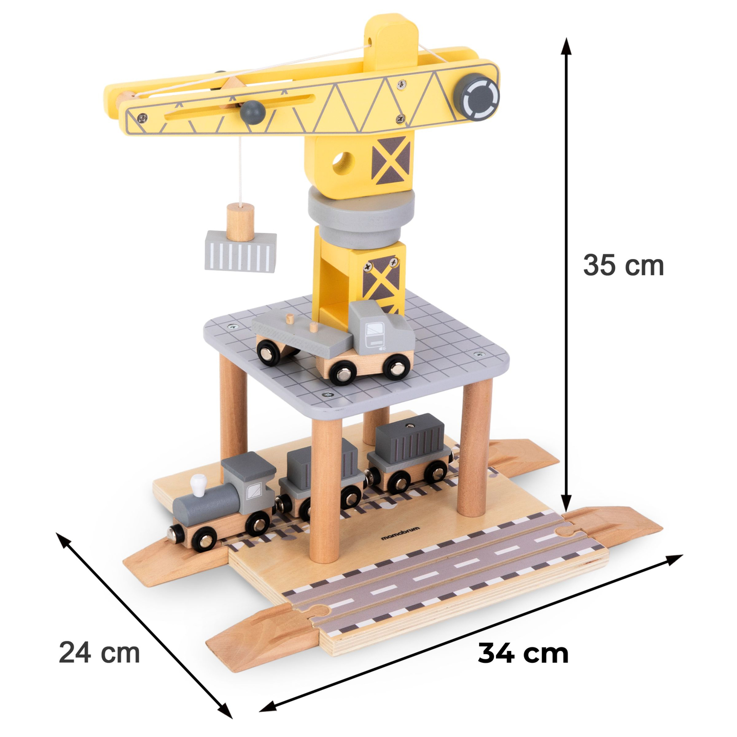 Grúa portuaria móvil con cabrestante magnético y accesorios - set de madera