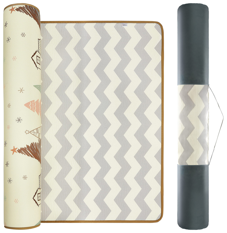 Alfombra de espuma XXL de doble cara - Rollo de 2 CM (bosque y zigzags)