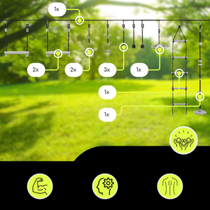 Carrera de obstáculos ninja para niños - HyperMotion slackline set - 10 obstáculos