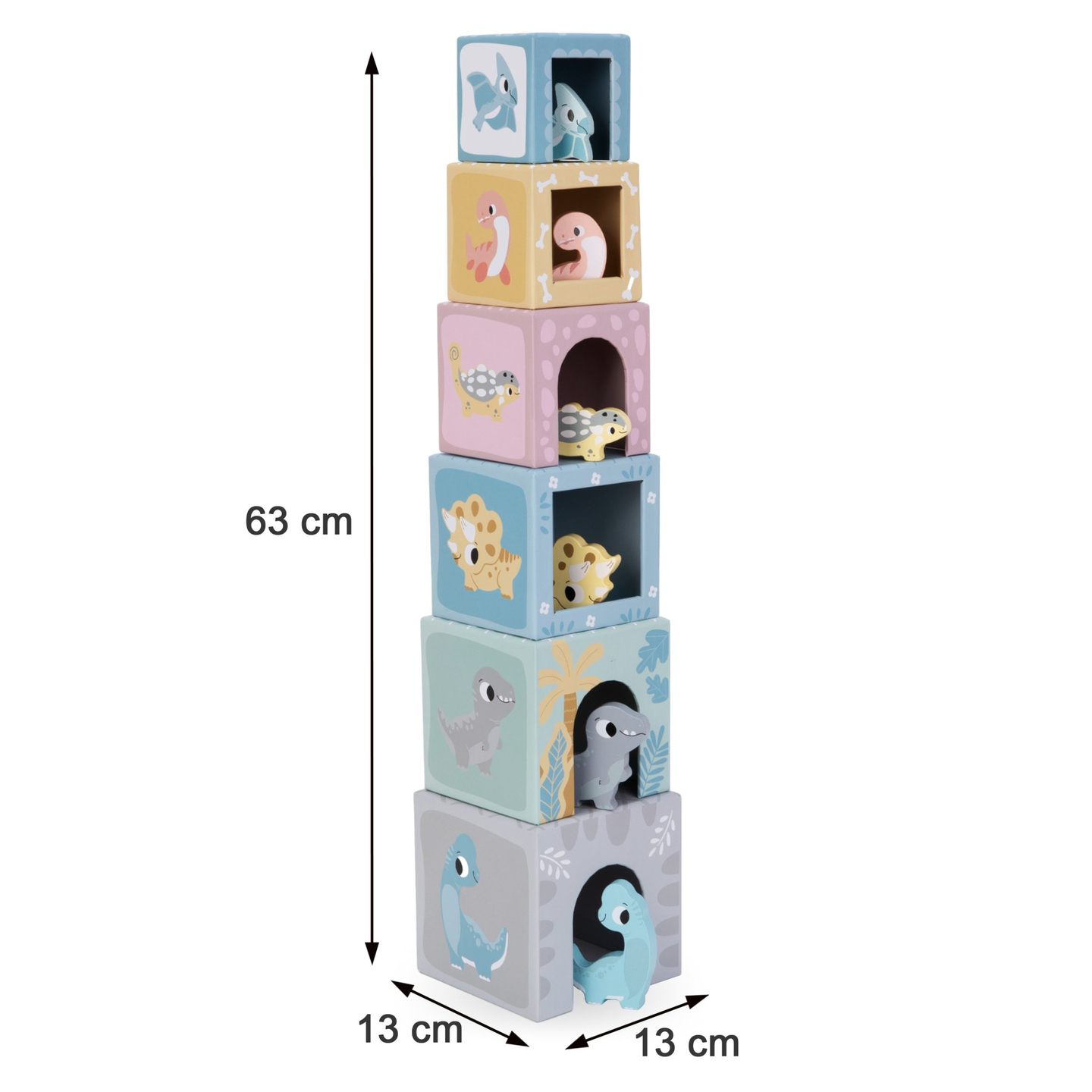 Torre - clasificador con figuras de dinosaurios