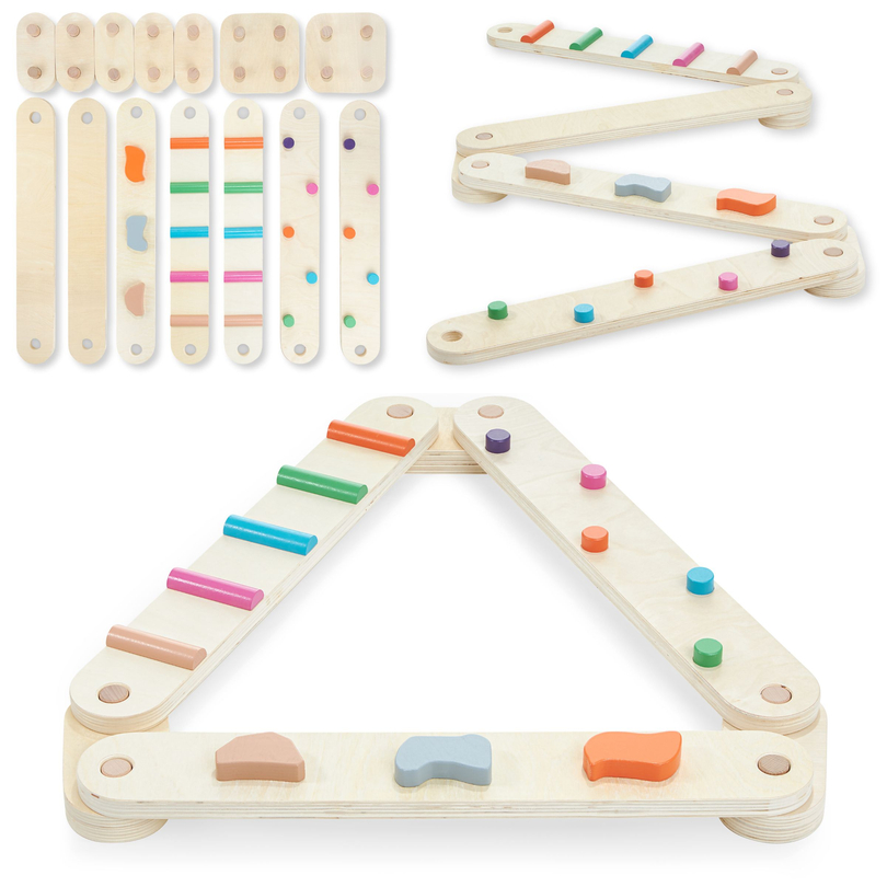 Pista de equilibrio de madera - camino sensorial - 14 elementos