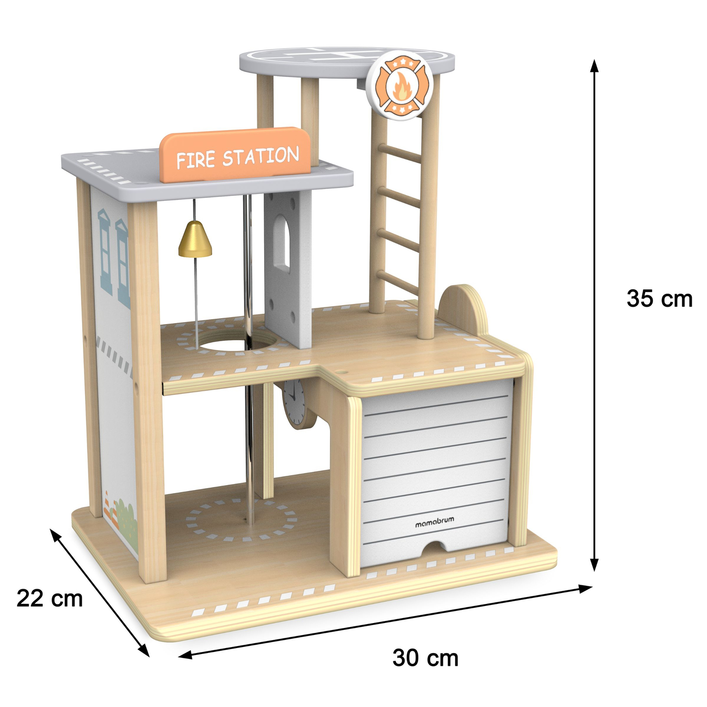 Parque de bomberos de madera con accesorios, parque de bomberos