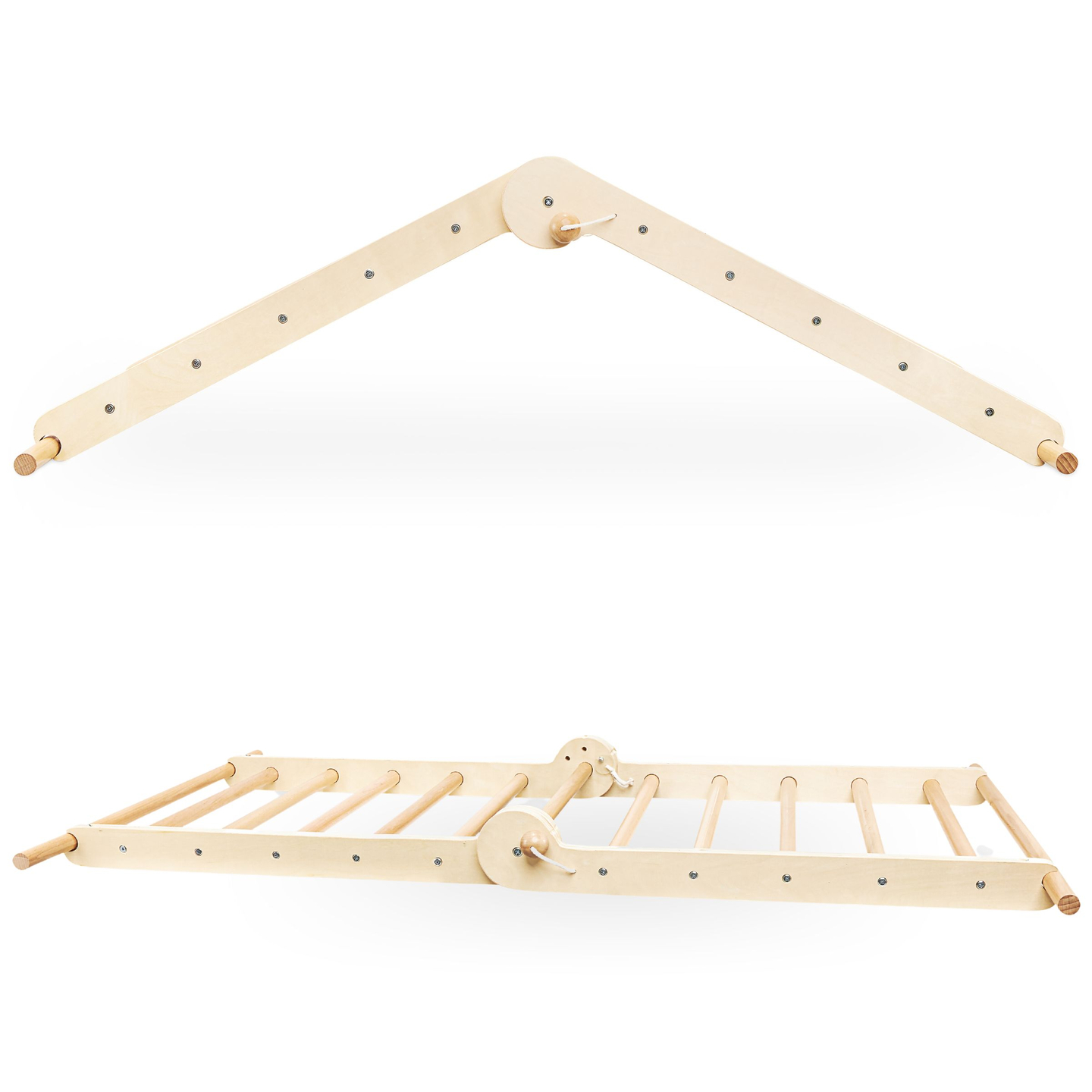 Parque infantil de madera para niños - escalera + rocódromo + barra de equilibrio - Triángulo de Pikler