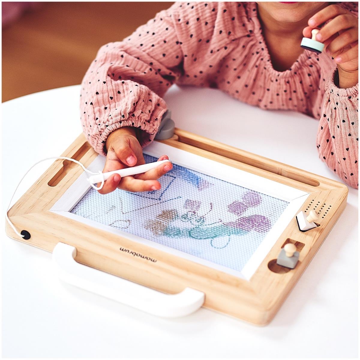 Álbum de recortes de madera con sellos - tablero de dibujo