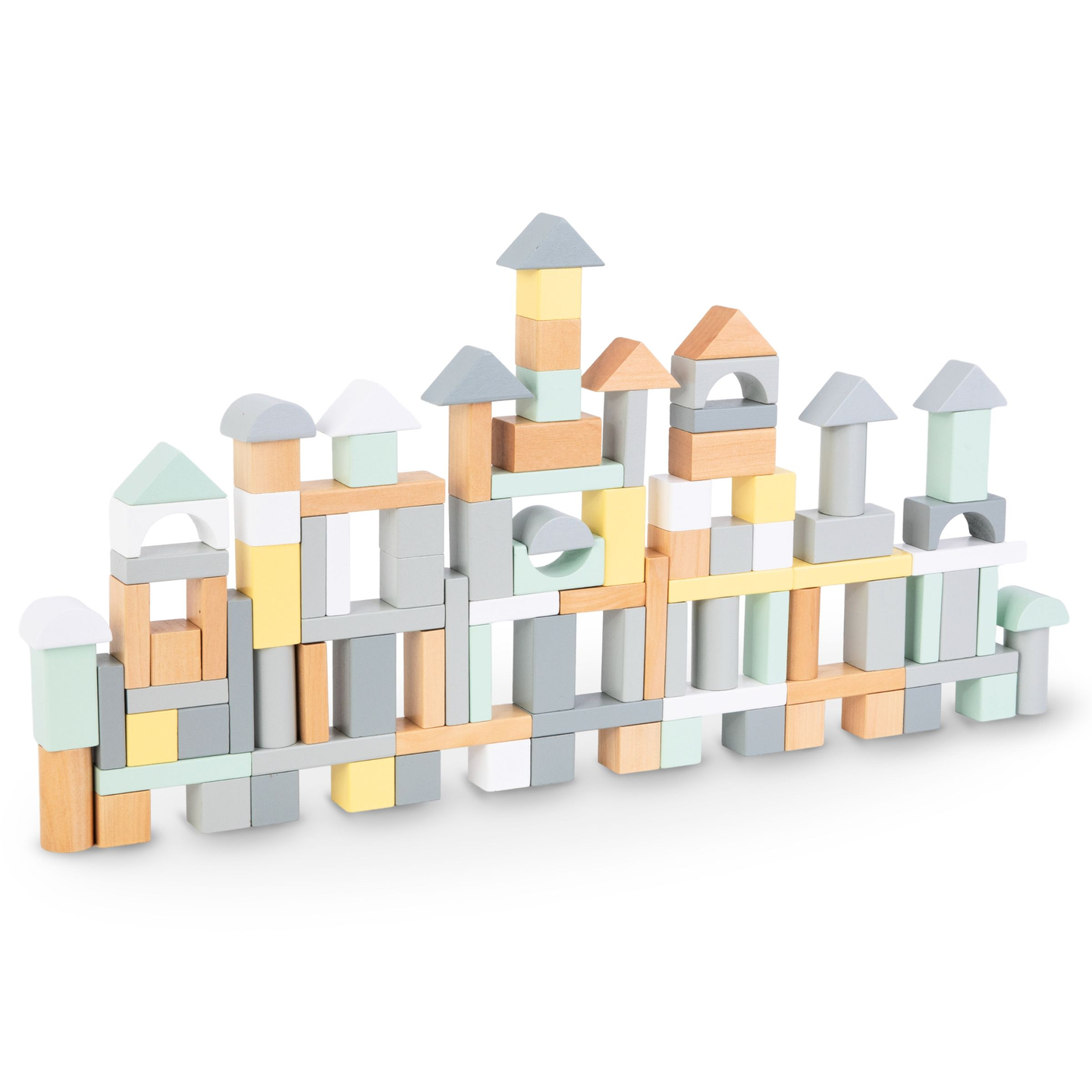 Bloques de madera en colores pastel - juego de 100 piezas XL