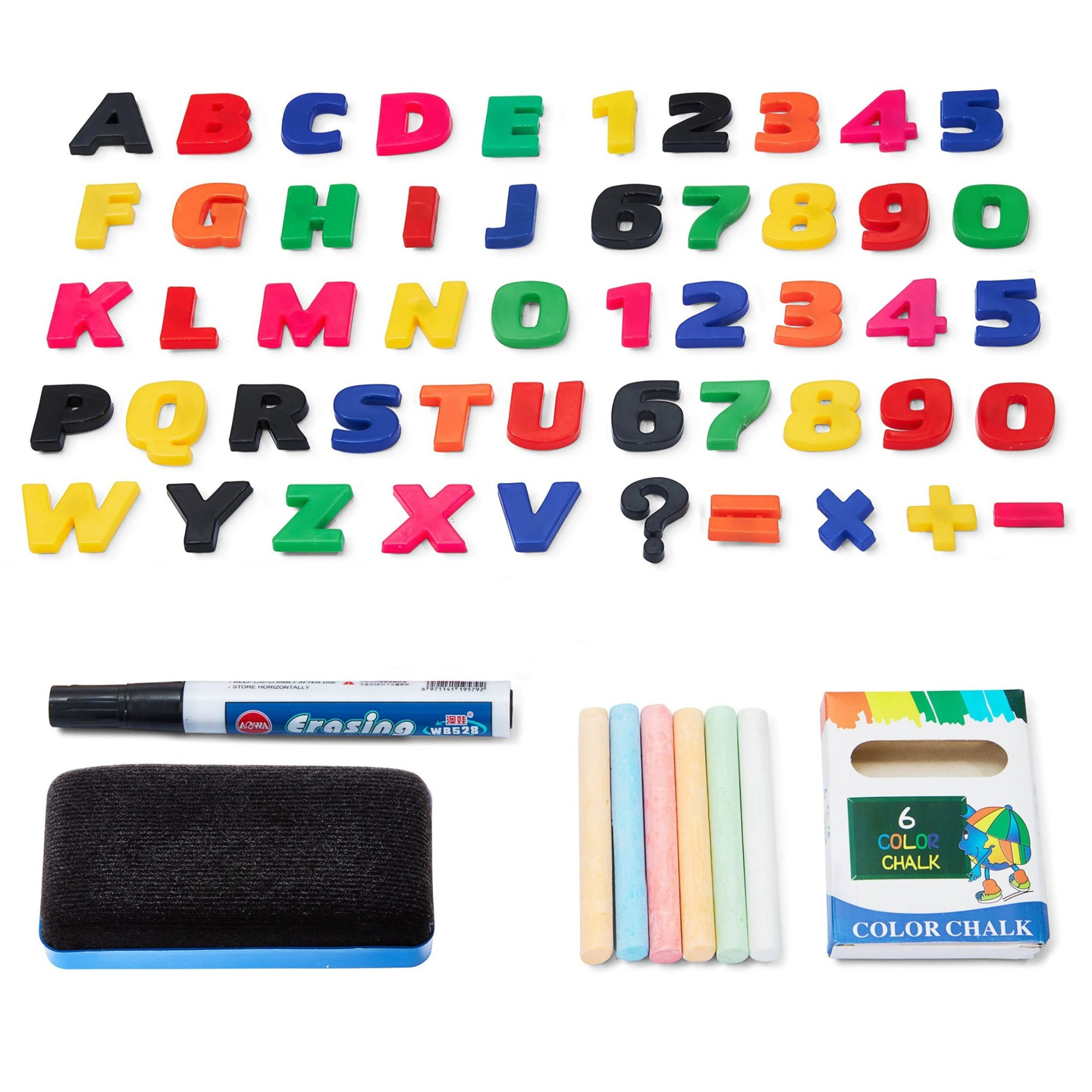 Gran pizarra educativa de dos caras: magnética y pizarra de tiza - pizarra de borrado en seco, madera