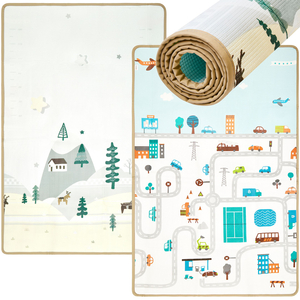 Alfombra de espuma de doble cara - tierra/ciudad de cuento de hadas - 180x120x0,5cm