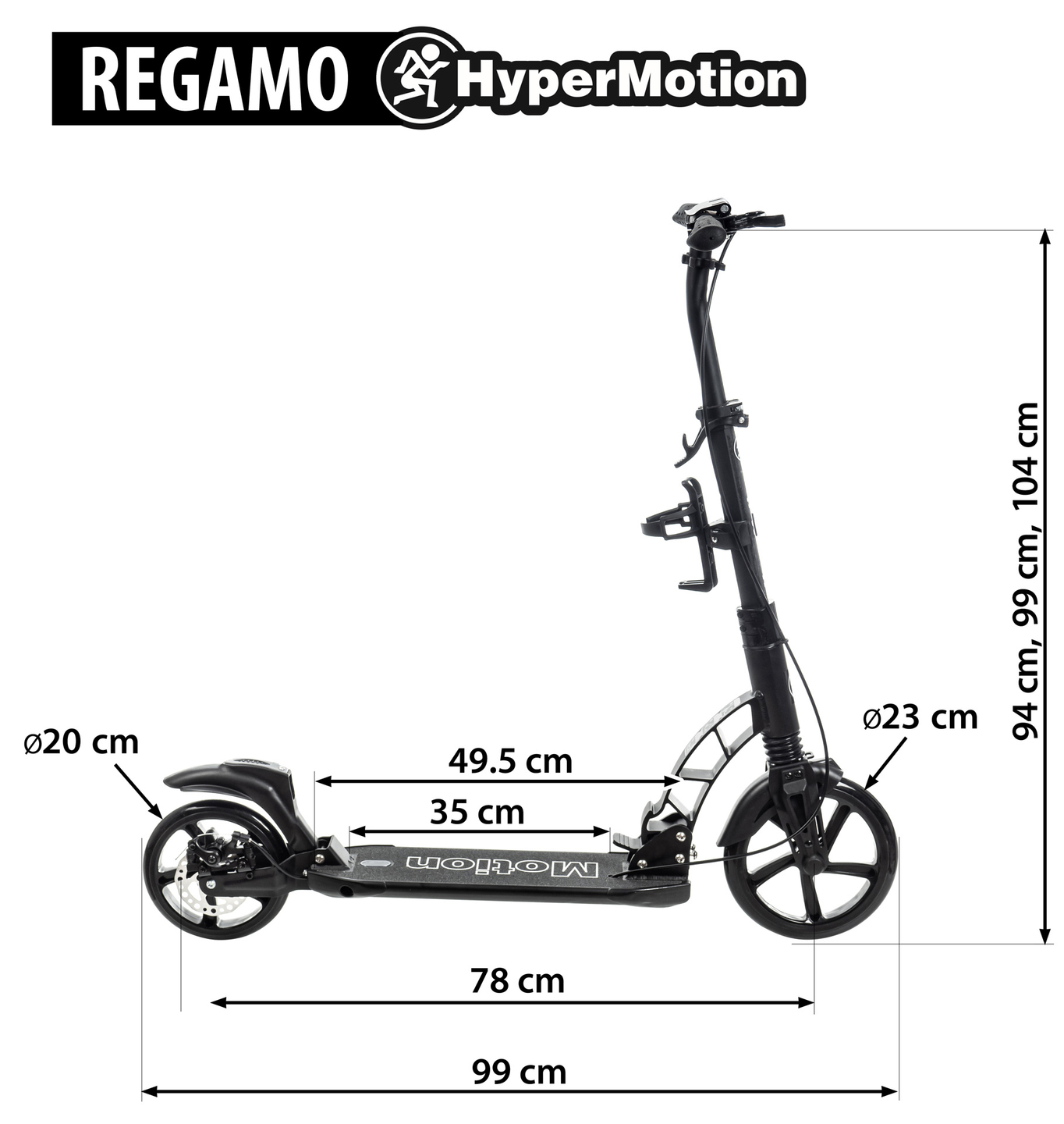 Patinete para adultos HyperMotion REGAMO - negro