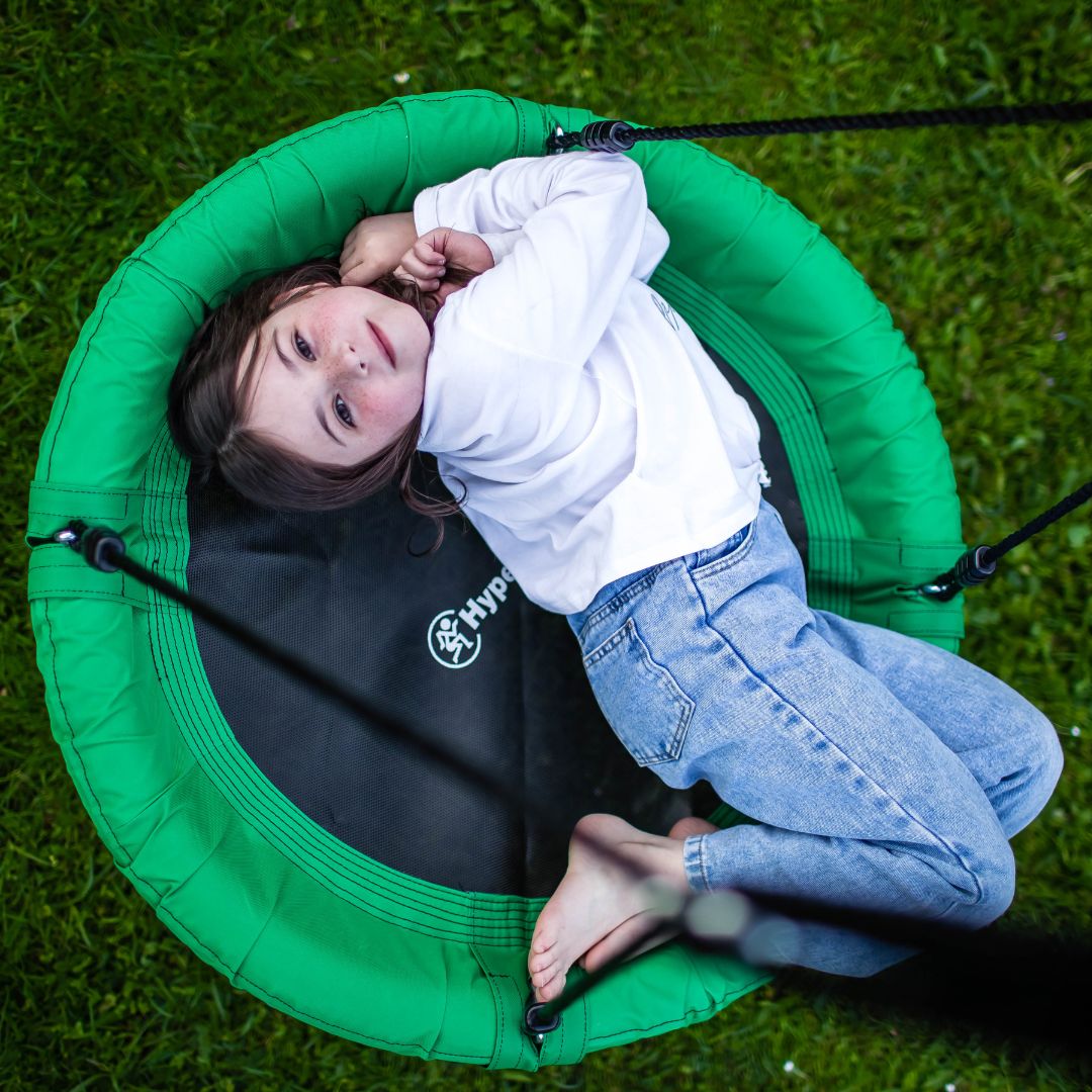 Columpio de jardín doble con estructura y cuerdas - asiento y nido de cigüeña
