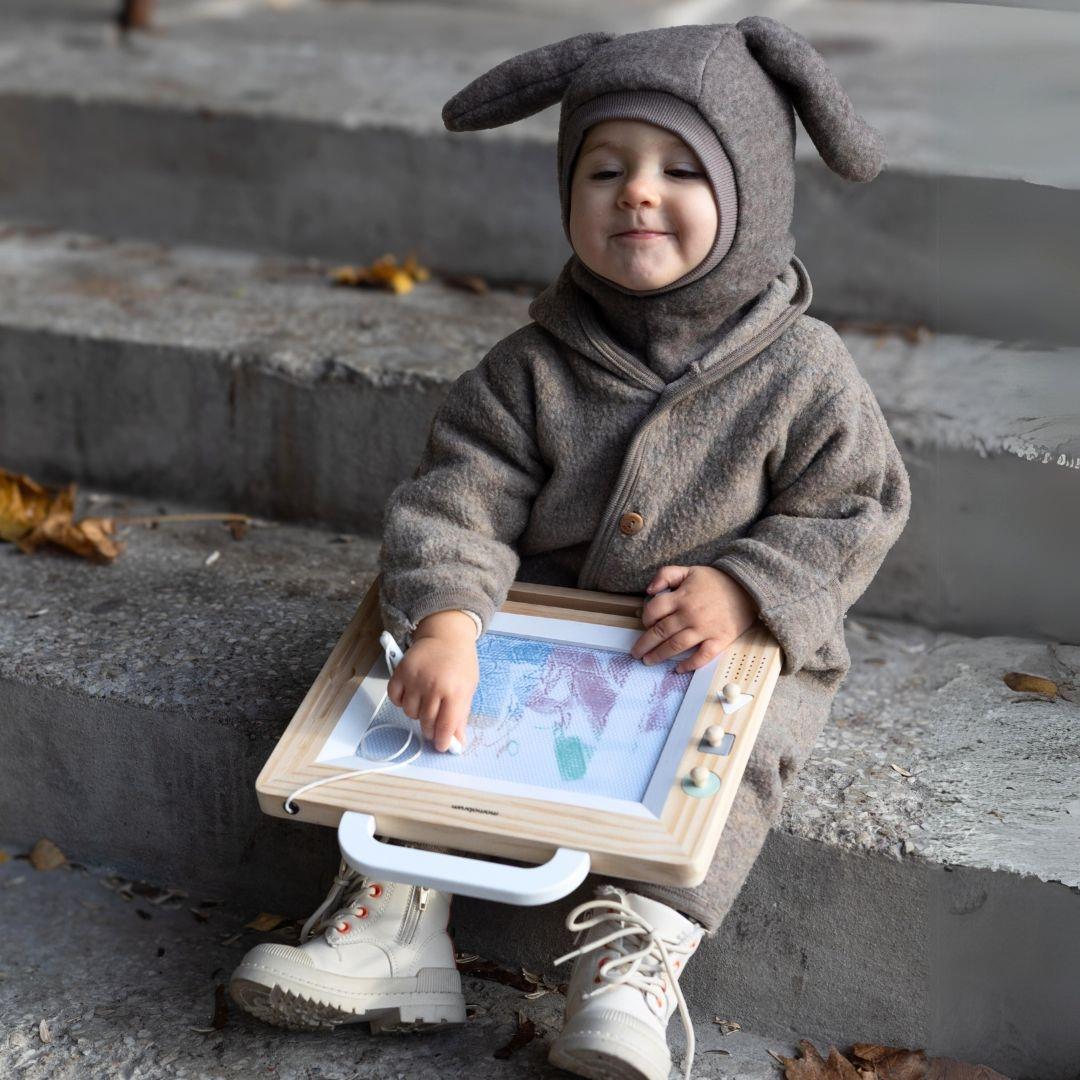 Álbum de recortes de madera con sellos - tablero de dibujo