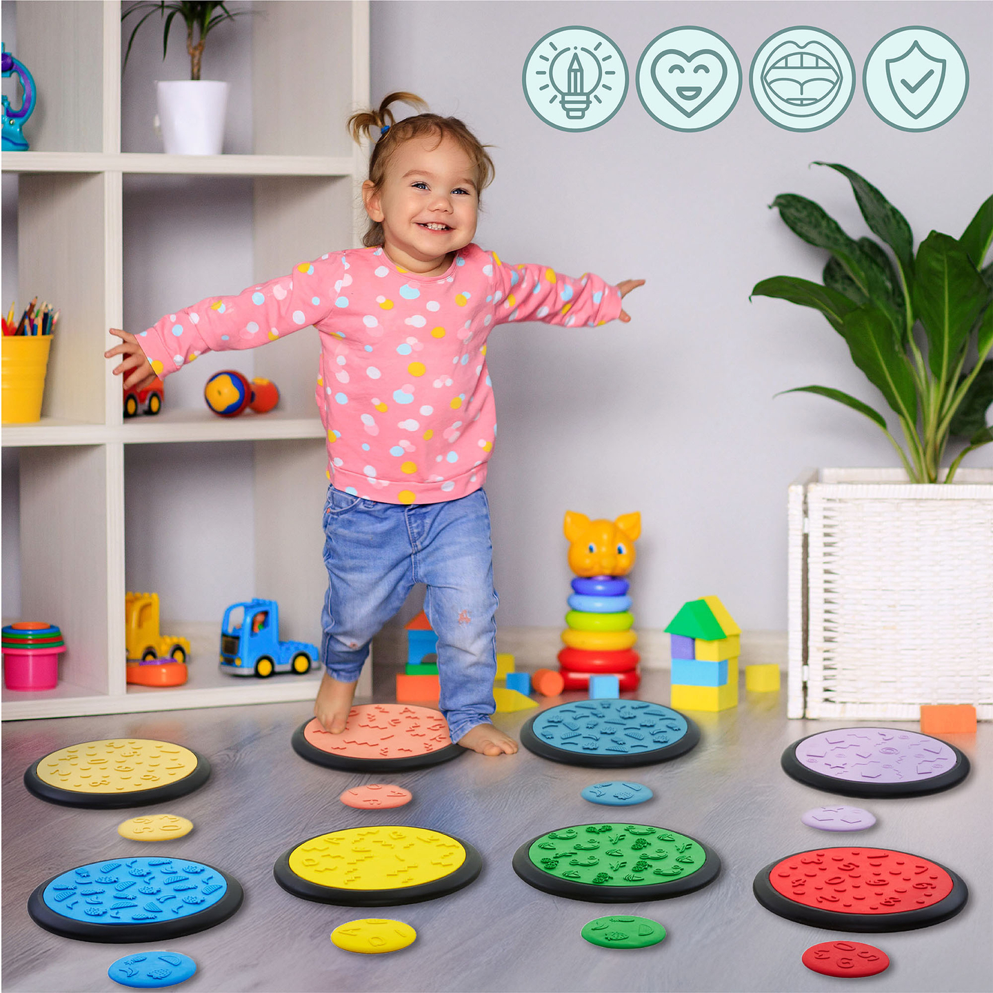 Discos sensoriales de colores para niños - 24 piezas