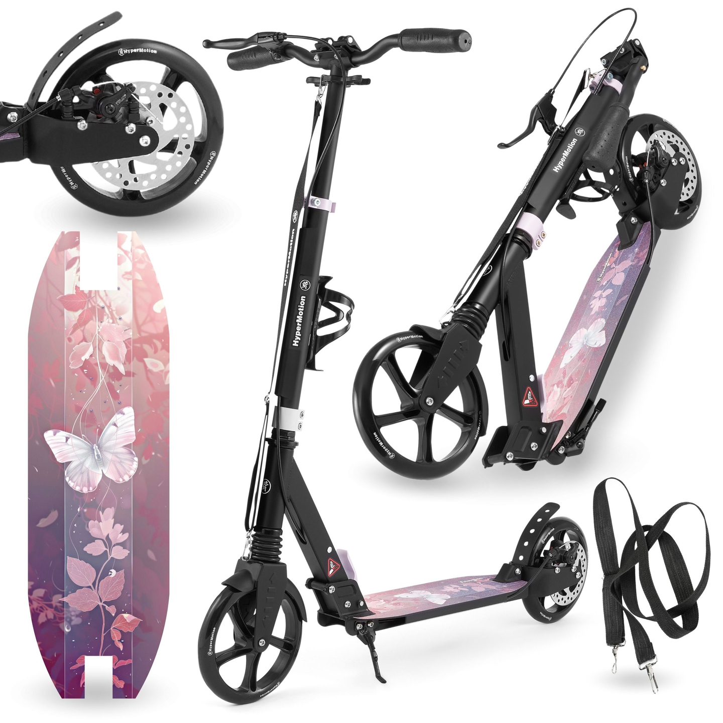 Scooter de dos ruedas para jóvenes adultos - con amortiguador - HyperMotion Skyline - rosa, aluminio - 100kg