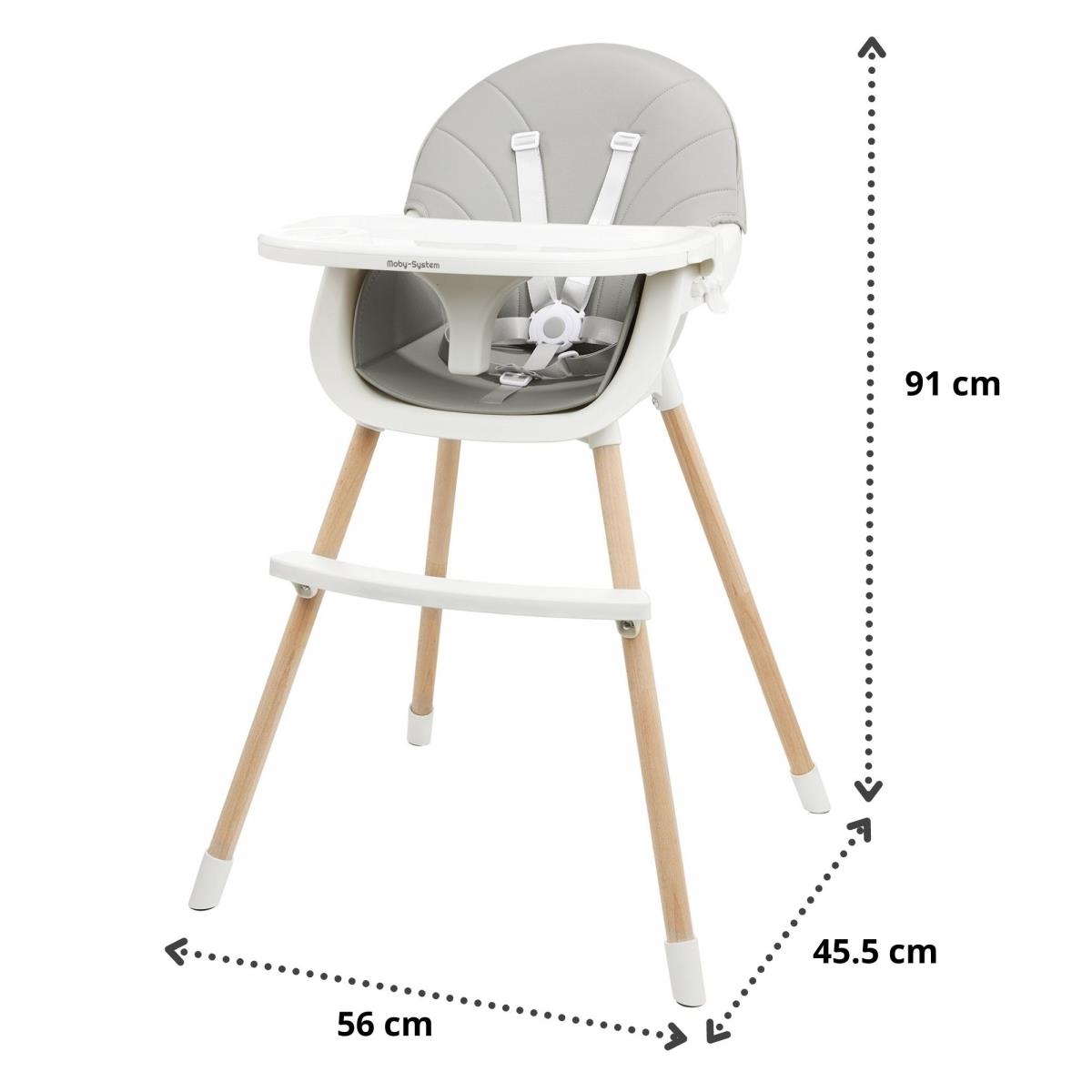 Silla de comer AMELIA 3en1 Moby-System, gris