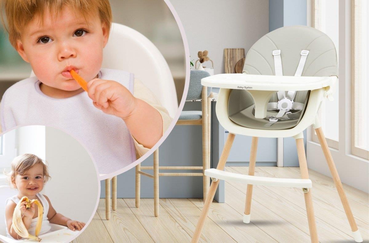 Silla de comer AMELIA 3en1 Moby-System, gris