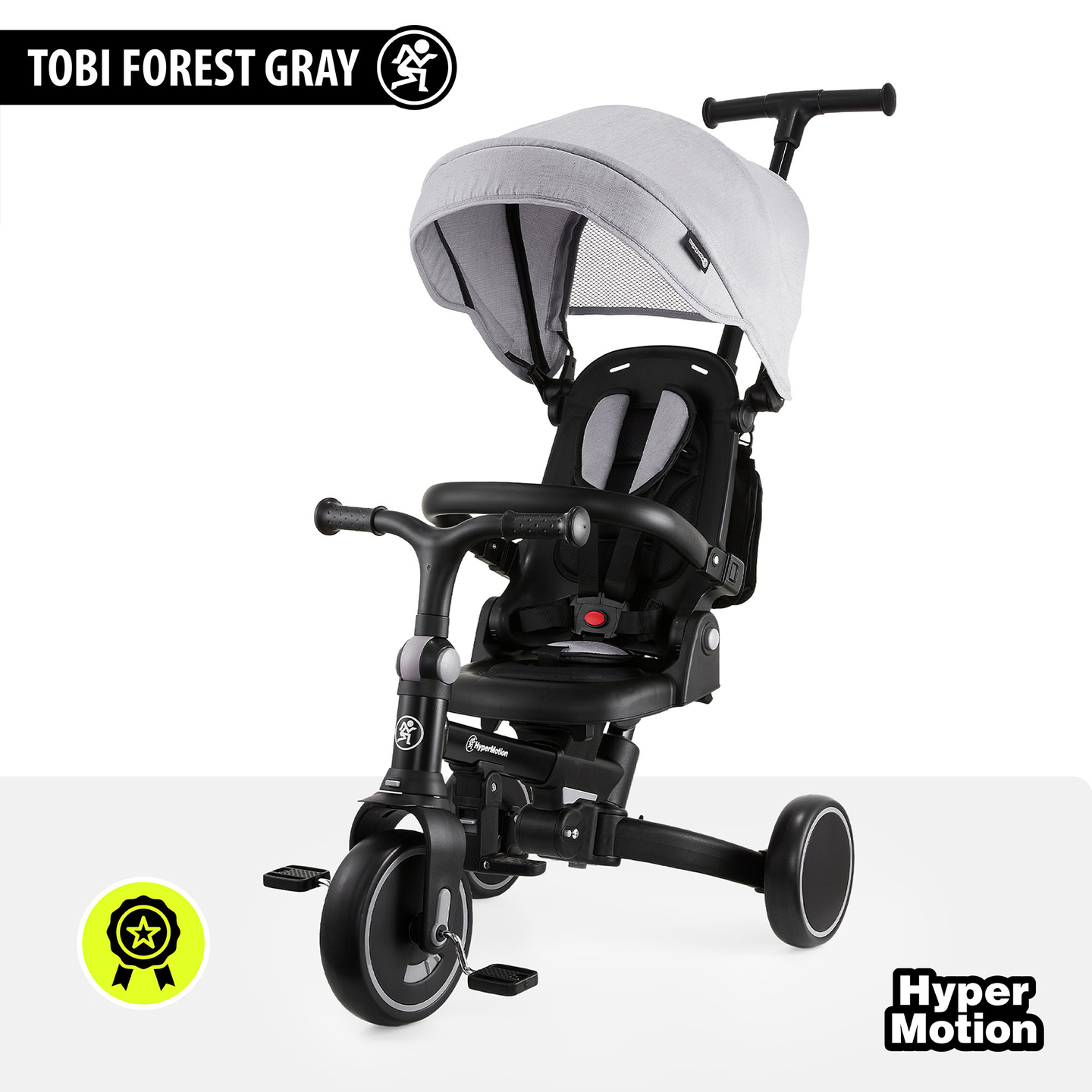 8en1 triciclo multifuncional TOBI FOREST - gris