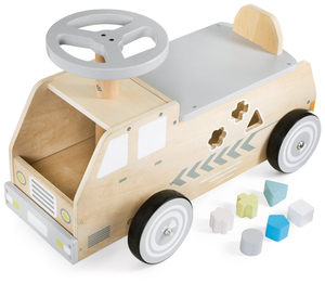 Correpasillos de madera, coche, coche de juguete con bloques