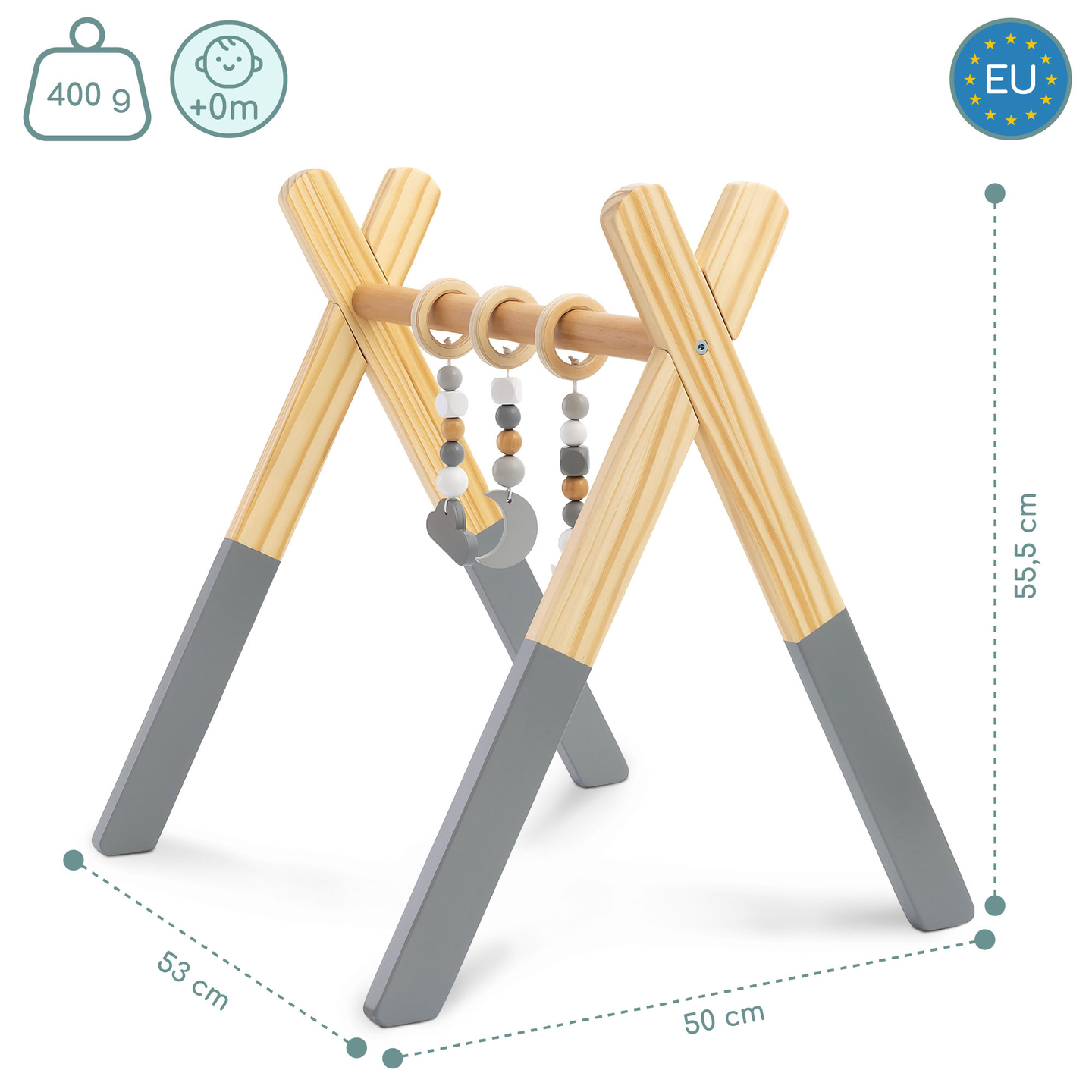 Soporte educativo de madera Baby Gym - color gris