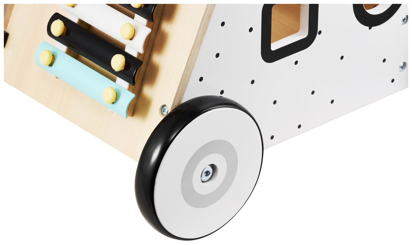 Andador/empujador educativo de madera para niños - tablero de manipulación