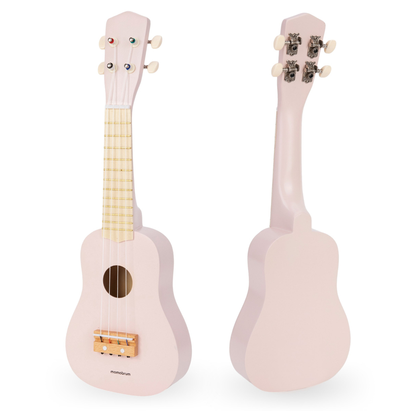 Guitarra de madera para niños - ukelele - rosa