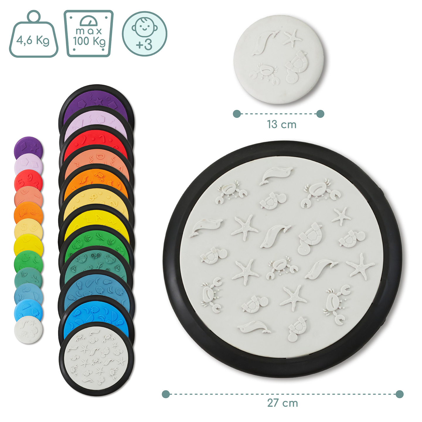 Discos sensoriales de colores para niños - 24 piezas