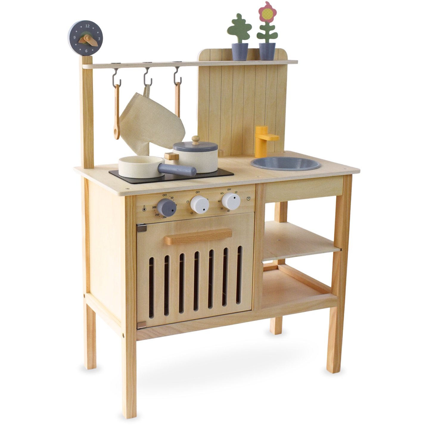 Cocina de jardín de madera con accesorios - boho natural