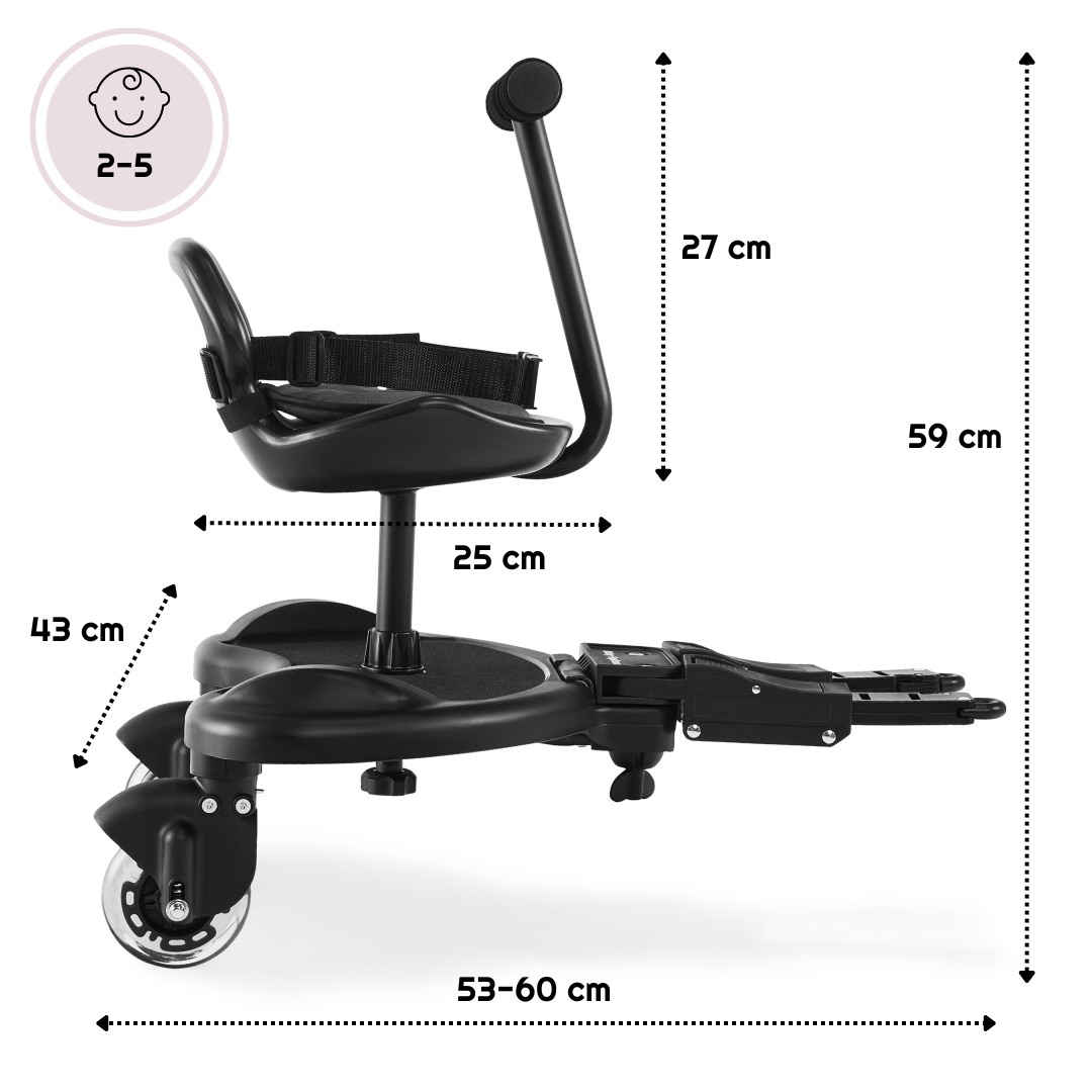 MR BUGGY Extensión de Cochecito con Asiento - Ruedas LED