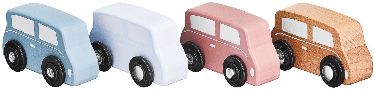 Camión de madera - semirremolque con 4 coches.