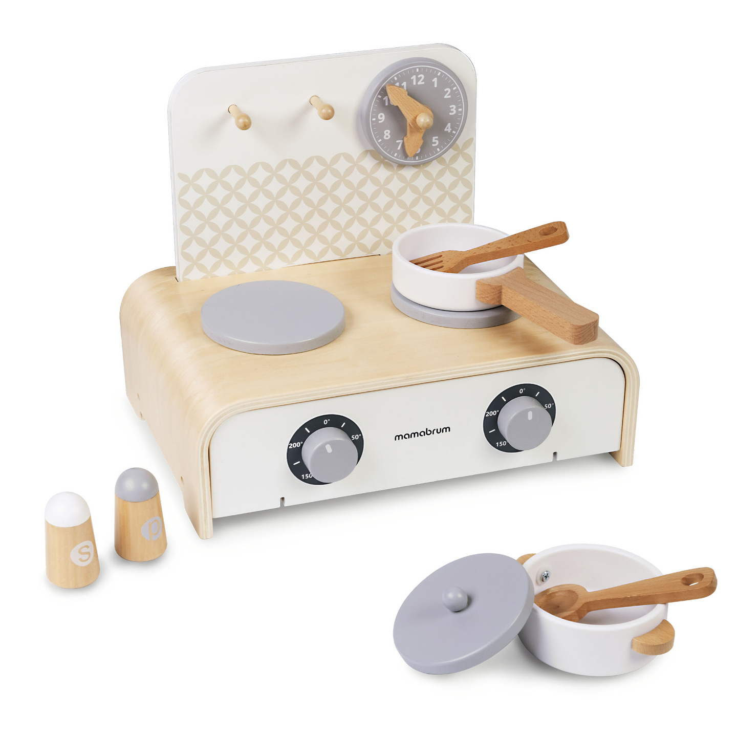 Cocina plegable de madera Mamabrum para niños: juego con ollas, accesorios de cocina y almacenaje