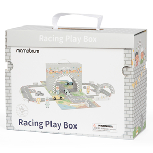 Maleta magnética con pista de carreras, vehículos de madera y accesorios de carretera