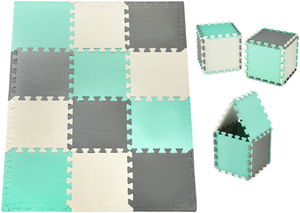 Puzzle de espuma 12 uds. - tapete educativo de espuma 120 x 90 x 1,2 cm con borde - menta