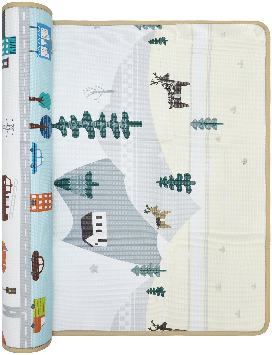 Alfombra de espuma de doble cara - tierra/ciudad de cuento de hadas - 180x120x0,5cm