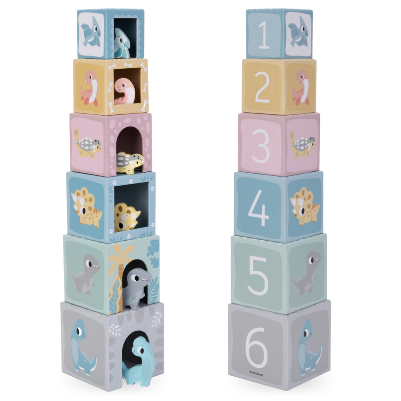 Torre - clasificador con figuras de dinosaurios