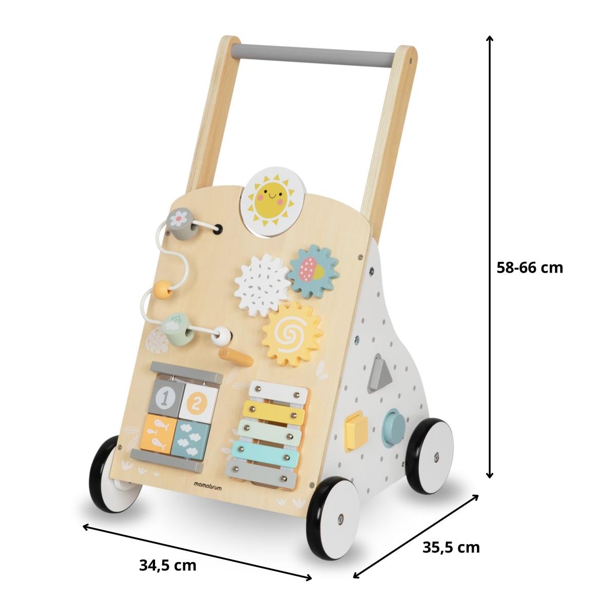 Andador educativo de madera 8en1 / empujador de bebés - tablero manipulativo