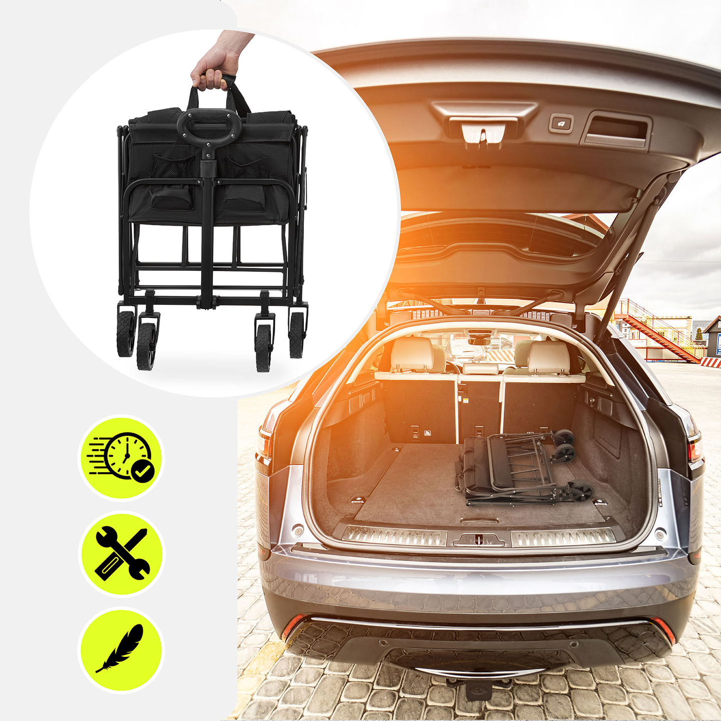 Silla de ruedas de playa plegable HyperMotion - negra, 80 kg