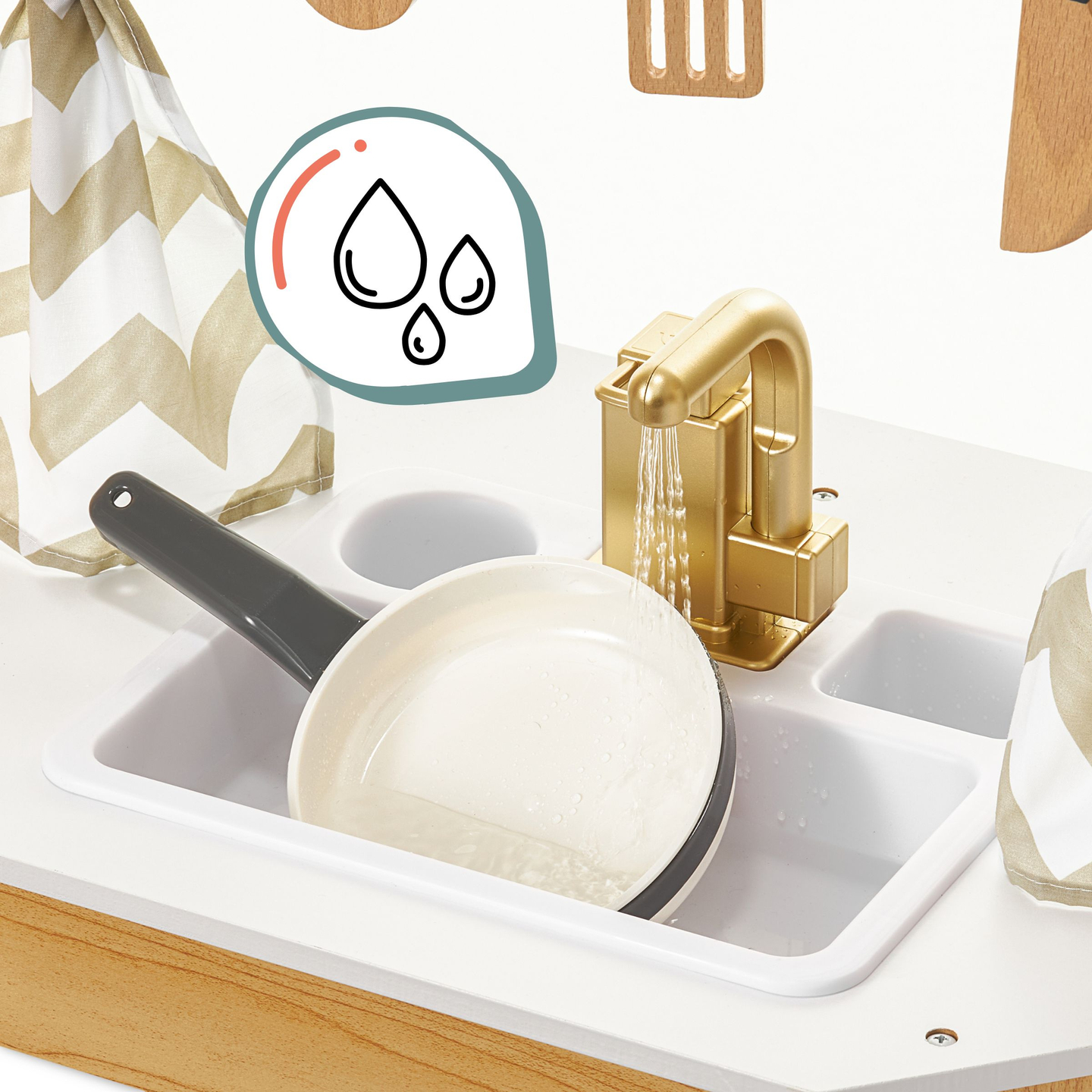 XXXXL gran cocina interactiva de madera con iluminación LED, lavadora microondas cafetera y juego de frutas y verduras - 50 elementos