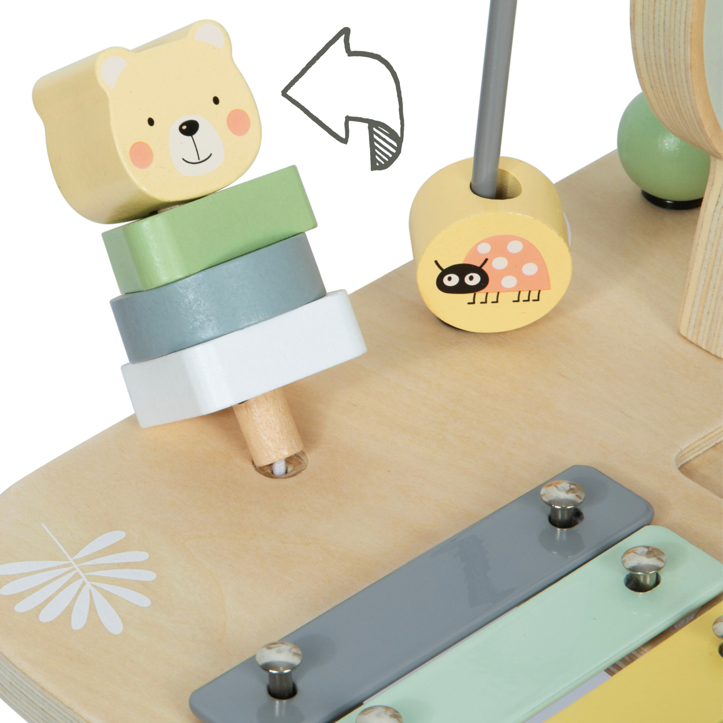 Mesa musical educativa de madera 7 en 1 con platillos y gong - selva salvaje