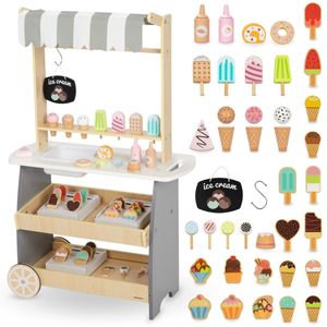 Heladería de madera con ruedas - carrito de helados