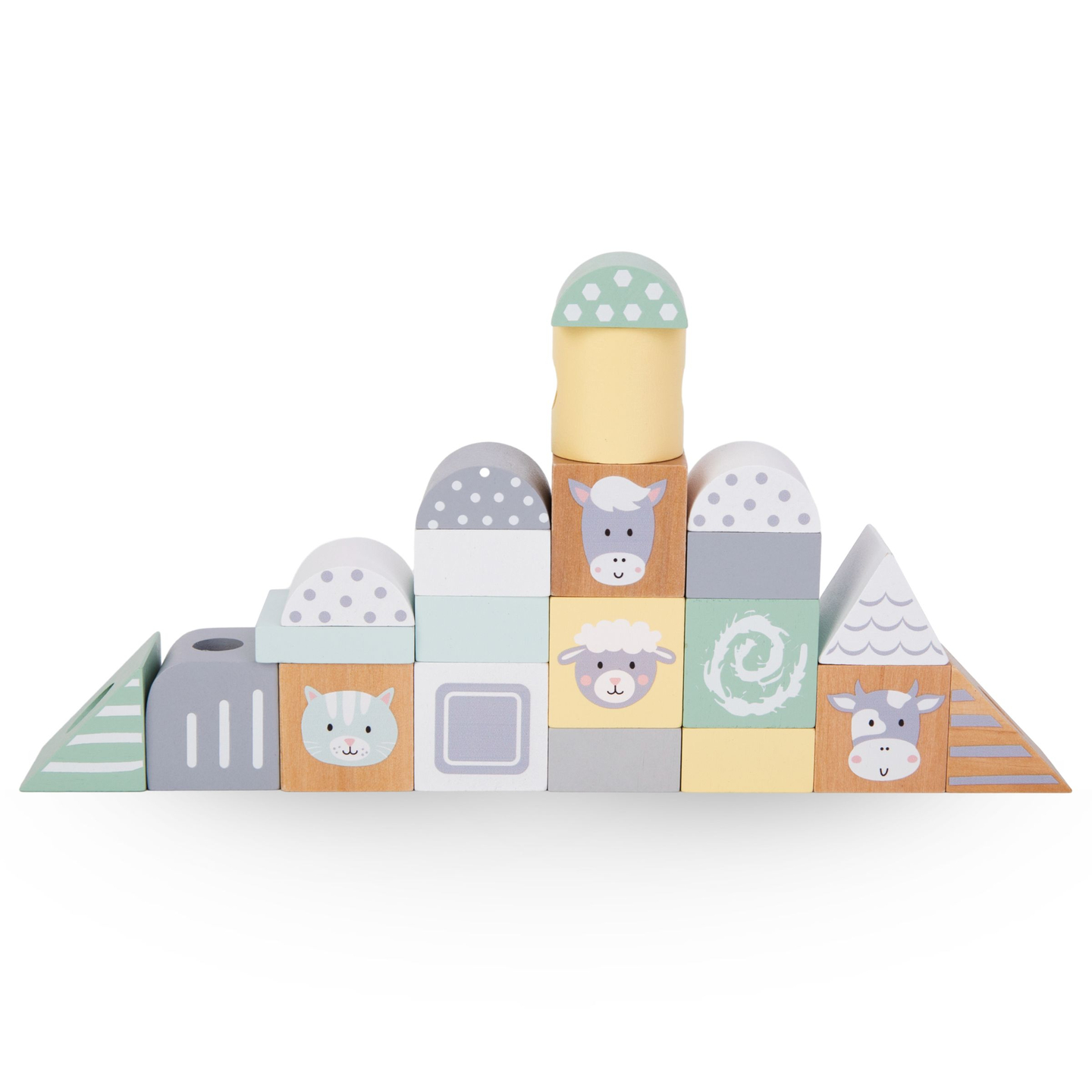 Tren de madera con bloques para niño - Granja