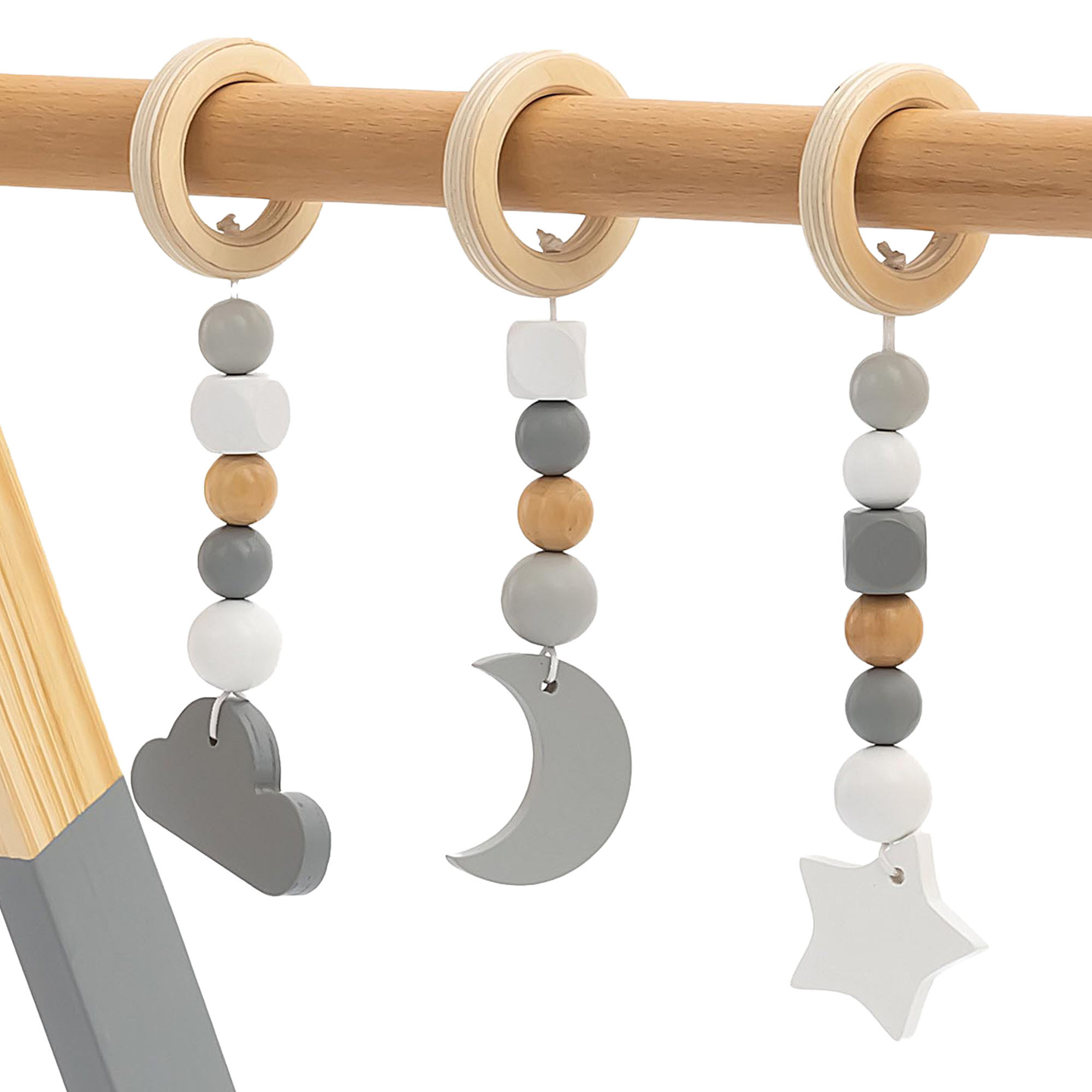 Soporte educativo de madera Baby Gym - color gris