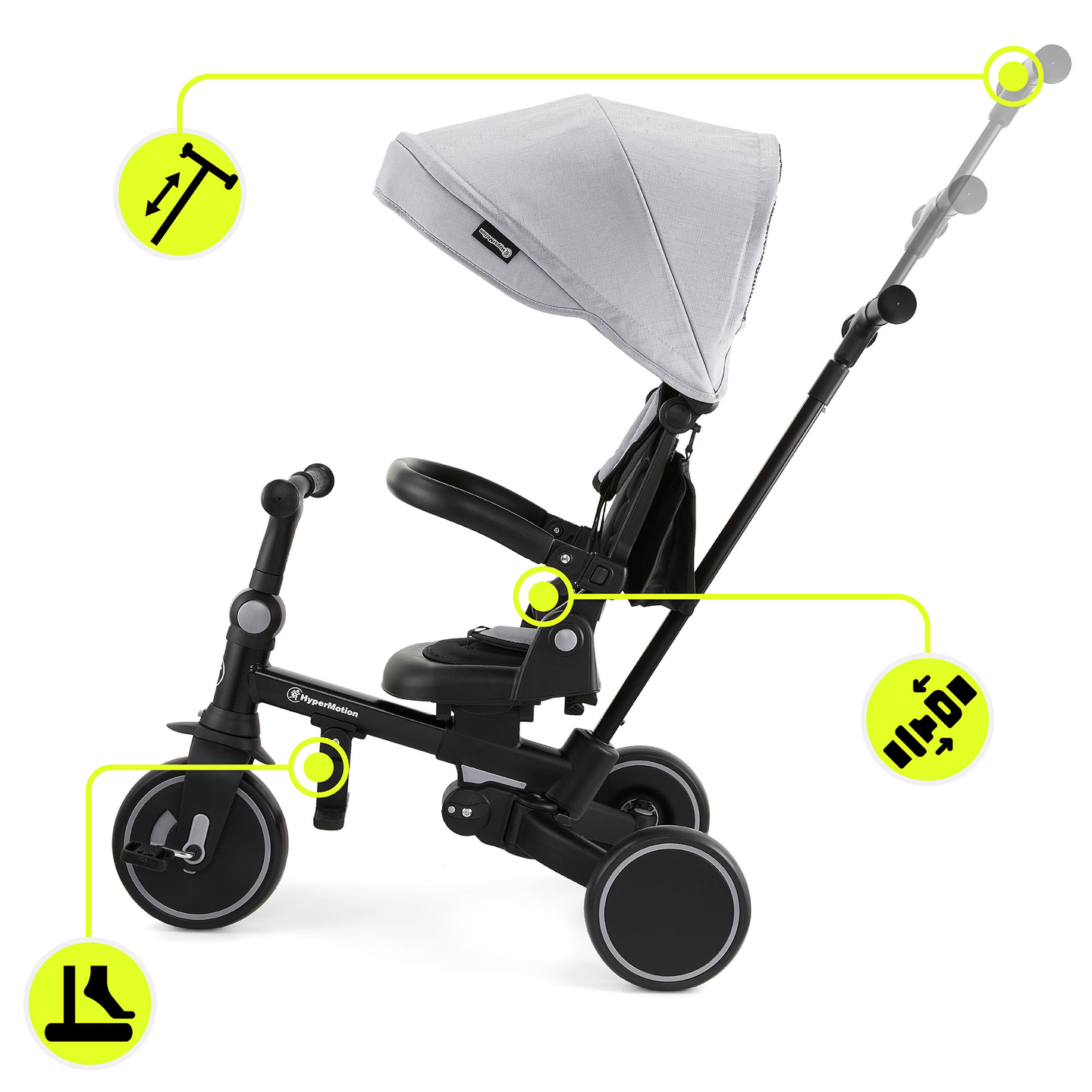 8en1 triciclo multifuncional TOBI FOREST - gris