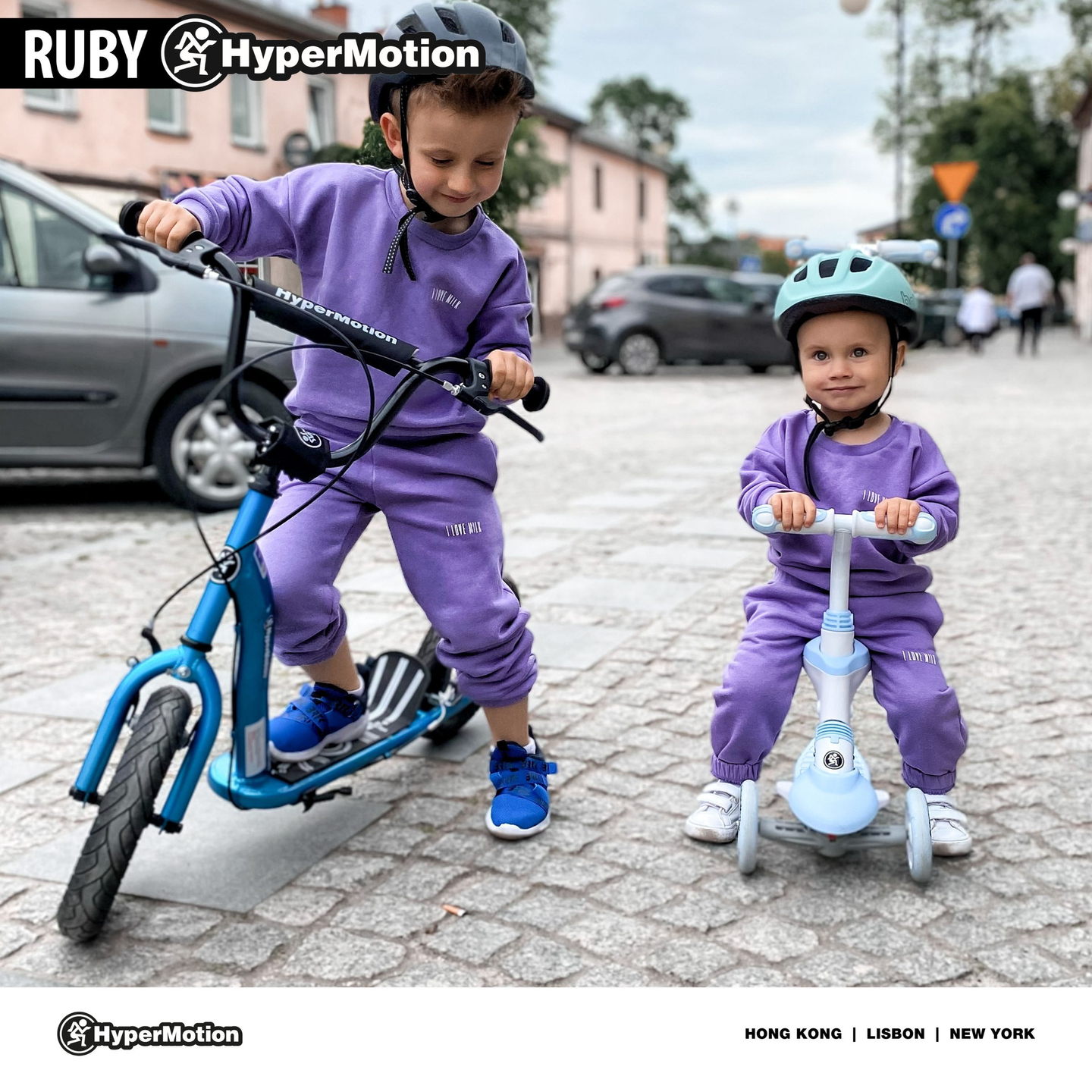Patinete HyperMotion RUBY 12 (ruedas hinchables de 30 cm) - Azul