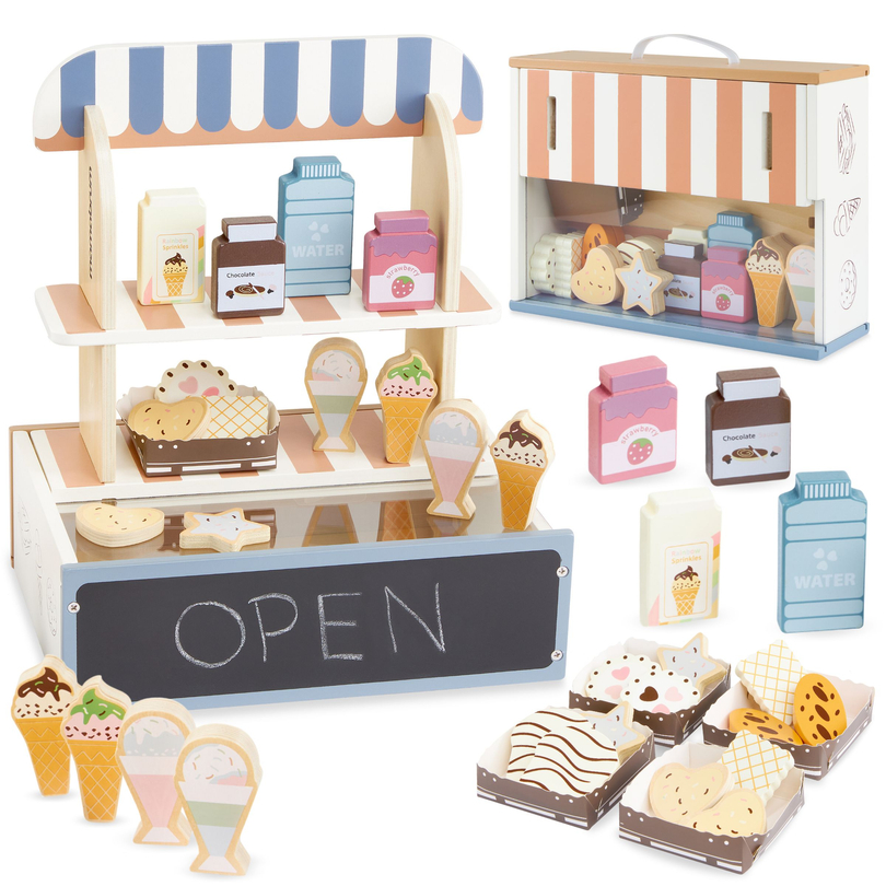 Tienda plegable de madera - cafetería, confitería con accesorios