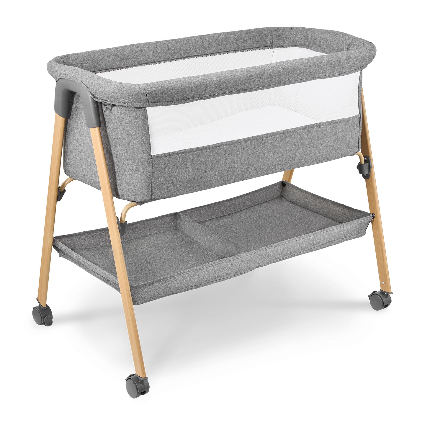 Cuna de bebé, independiente, cuna de viaje, cuna con colchón - gris